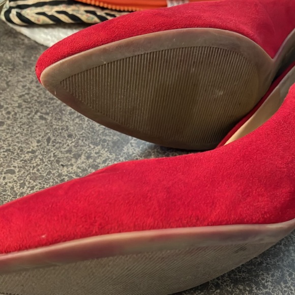 Red Heel Pumps Suede Leather Pointed Toe I.N.C. - Picture 7 of 9